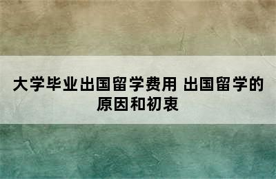 大学毕业出国留学费用 出国留学的原因和初衷